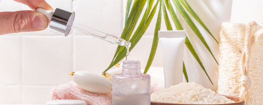 Fermented skincare ingredients including rice, rice water, and a serum bottle, effective skincare for sensitive skin.