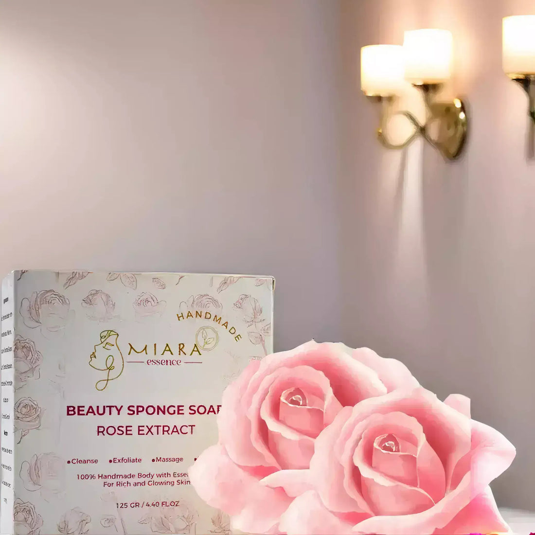 Natural Facial Soaps in UAE: Beauty Sponge Soap with Rose Extract for gentle skincare.