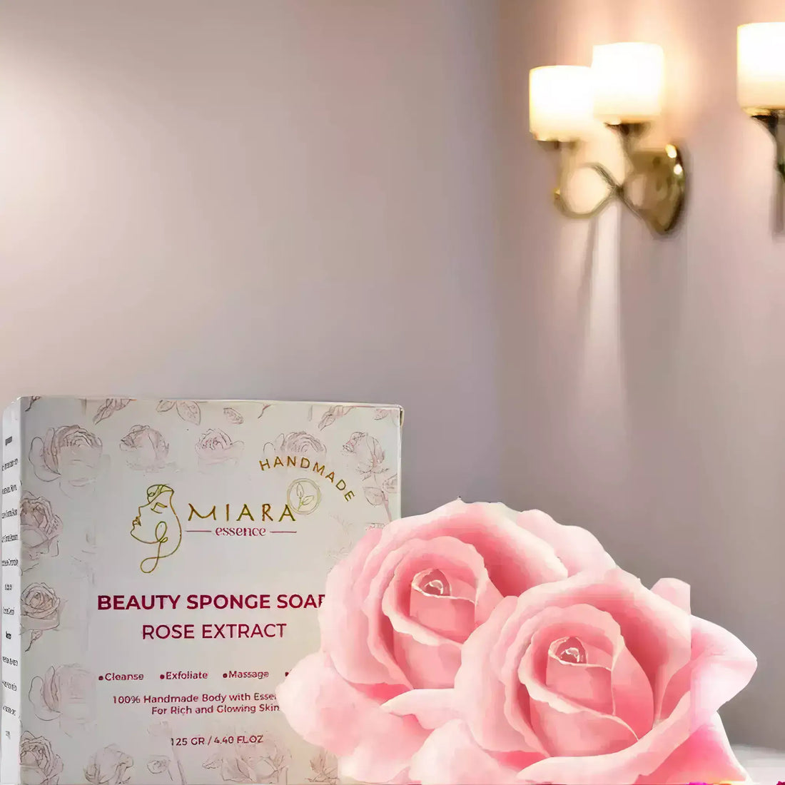 Natural Facial Soaps in UAE: Beauty Sponge Soap with Rose Extract for gentle skincare.
