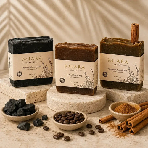 Clear Skin in the Heat: Charcoal, Coffee & Cinnamon Natural Soap Set