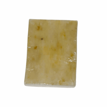 Rectangular block of miara essence natural jasmine soap on a white background