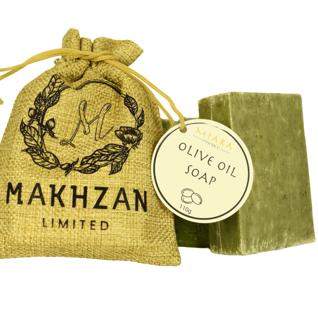 Miara Essence Pure Olive Oil Natural olive oil Soap bar next to packaging 