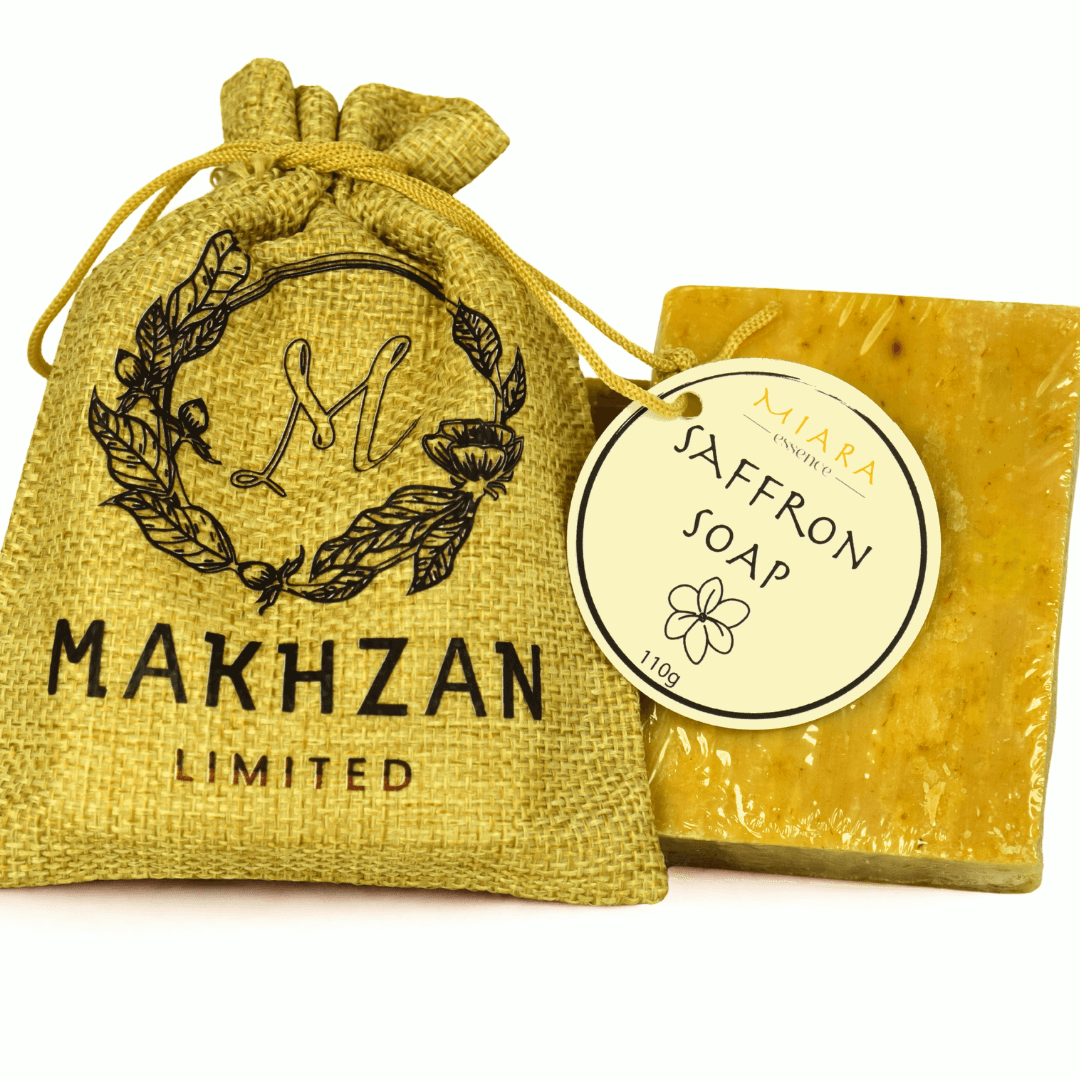 Saffron Soap UAE  Miara Essence Saffron Soap with packaging 