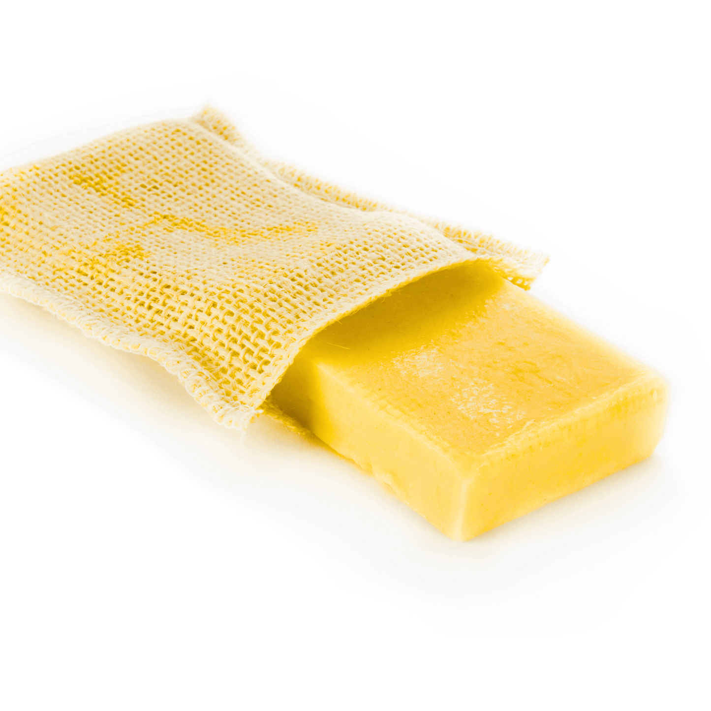 Miara Essence Turmeric Soap wrapped in natural fibers, perfect for gentle cleansing and nourishing skin.